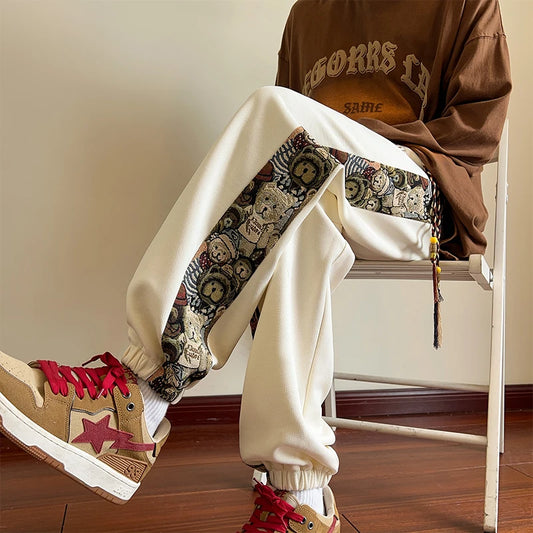 Cotton Embroidery Patchwork Sweatpant