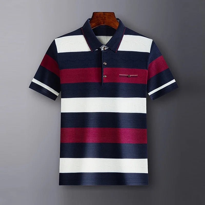 New Men's Casual Knitted Short Sleeve Polo Shirt